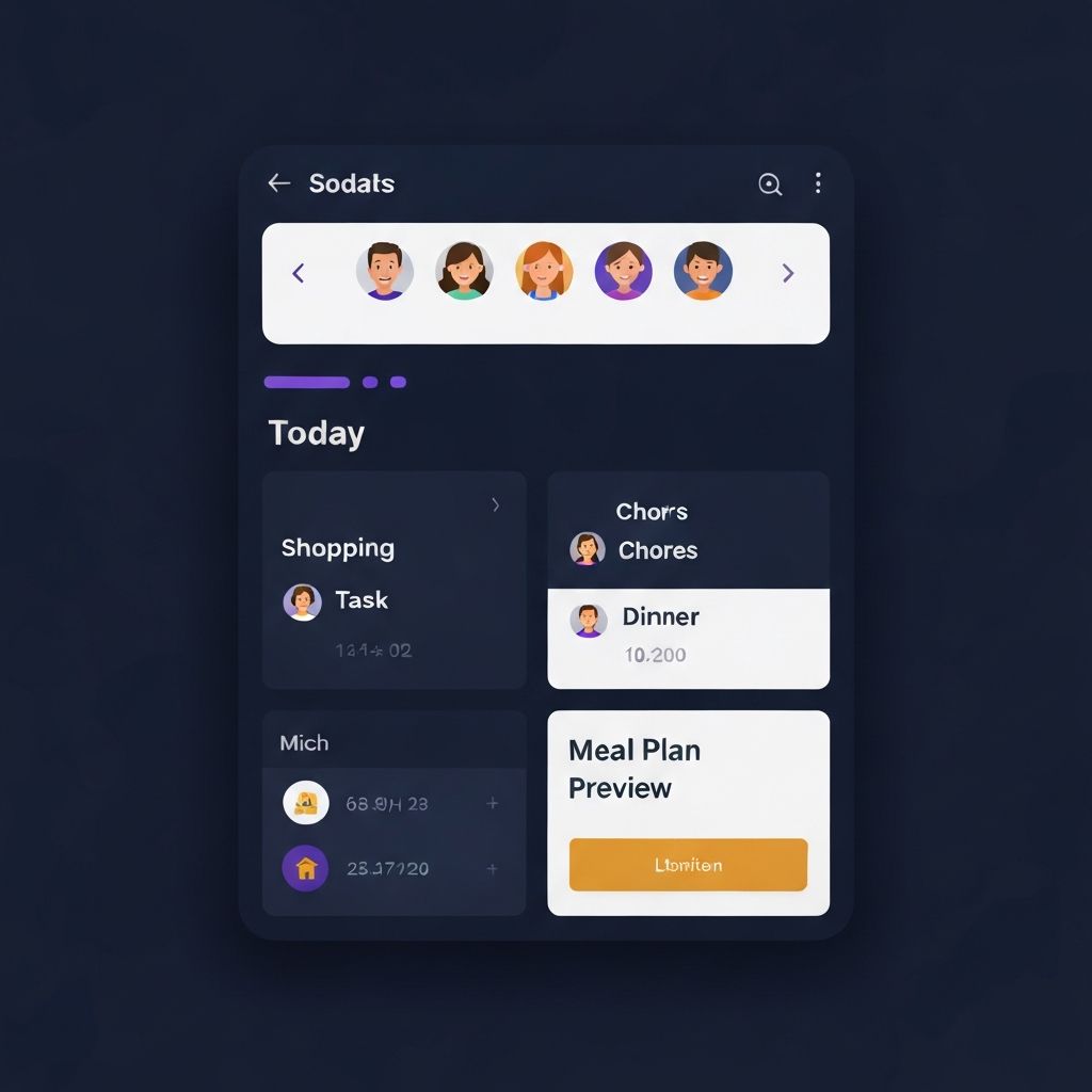 RunHome dashboard showing household management features